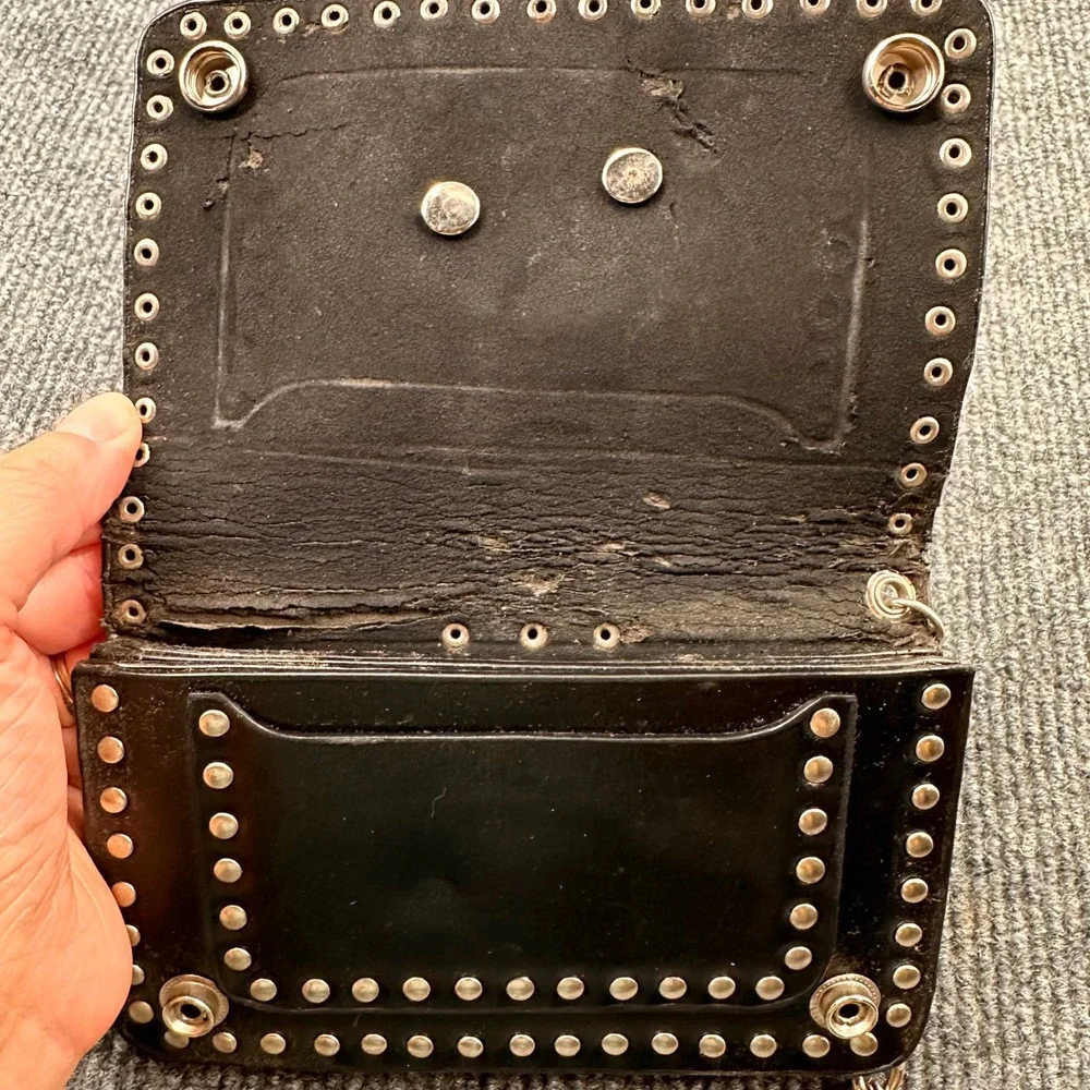 Harley Davidson Trucker Wallet Studded Eagle Biker Black 90s Casual READ